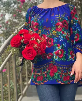 Bluza stilizata cu motive florale Sanziana 16 imagine