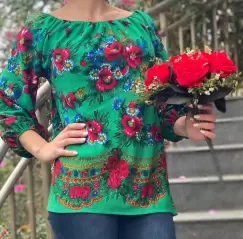 Bluza stilizata cu motive florale Sanziana 18 imagine