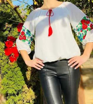 Bluza stilizata cu motive traditionale Margareta 2 imagine