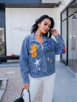 Geaca din denim colorata - Zina imagine