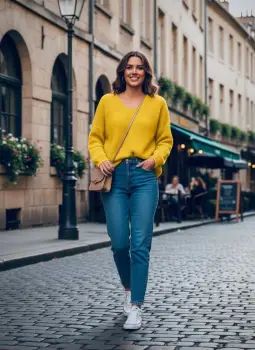 Pulover moale cu decolteu in V - diferite culori imagine