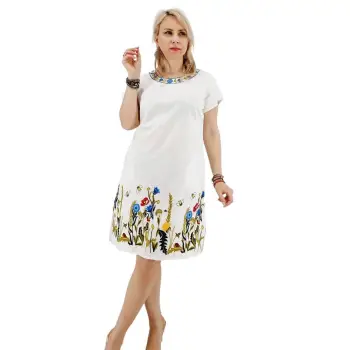 Rochie Alba cu Broderie Ilincuta imagine