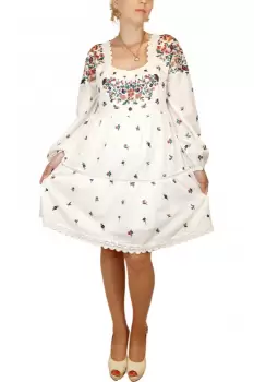 Rochie Alba cu broderie traditionala - Maximiliana imagine