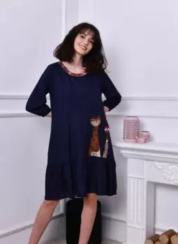 Rochie bleumarin midi cu 2 girafe imagine
