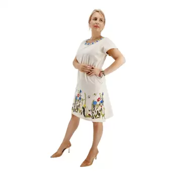 Rochie crem cu Broderie Ilincuta 2 imagine