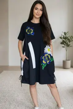Rochie cu imprimeu cu flori din paiete imagine