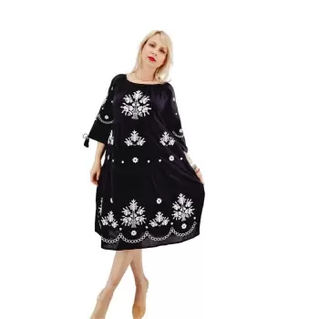 Rochie Dama cu Broderie Alba - Albena imagine