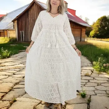 Rochie din bumbac cu broderie broderie englezeasca Angela 3 imagine