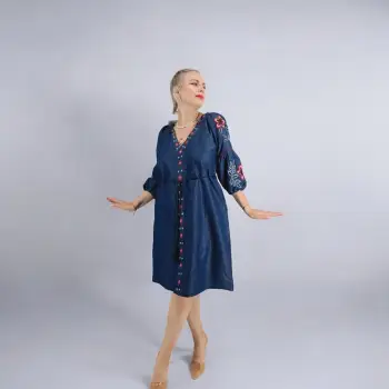 Rochie din Denim cu broderie Safira imagine