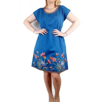 Rochie din denim cu broderie Sanda - 22 imagine