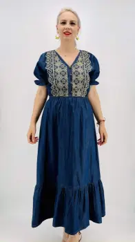 Rochie din Denim traditionala Madi 2 imagine