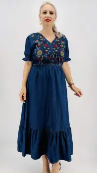 Rochie din Denim traditionala Madi 3 imagine