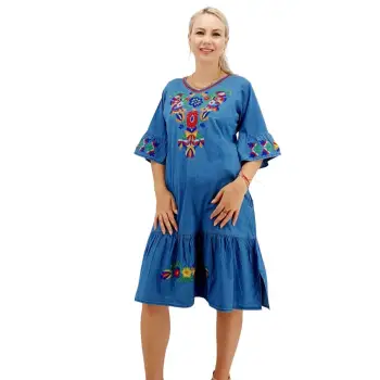 Rochie din Denim traditionala Sanda 58 imagine