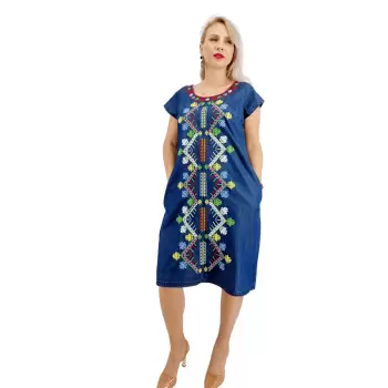 Rochie din Denim traditionala Sanda 64 imagine