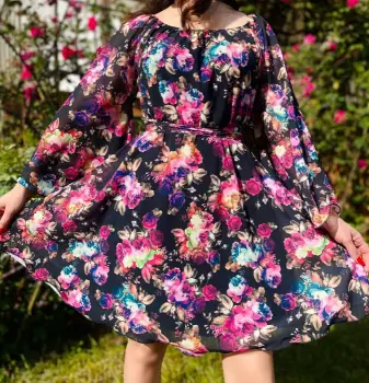 Rochie din voal cu imprimeu floral Delia imagine