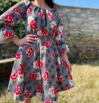 Rochie eleganta din barbie cu imprimeu floral Gala 2 imagine