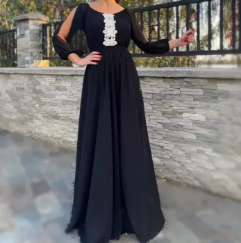 Rochie lunga cu motive crosetate Morticia imagine