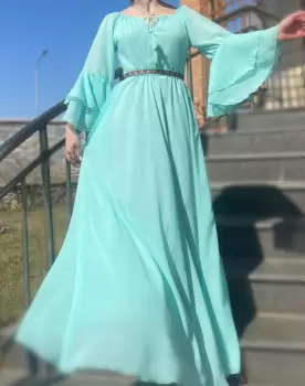 Rochie lunga cu motive traditionale Aglaia 10 imagine