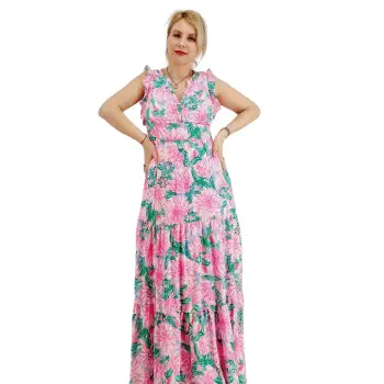 Rochie lunga din vascoza roz imagine