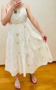 Rochie midi din bumbac cu broderie florala imagine