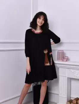 Rochie neagra midi cu 2 girafe imagine