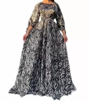 Rochie Onella Zebra Print Long Dress in Black imagine