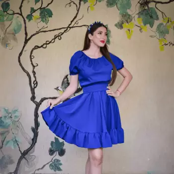 Rochie Petra Mini Albastra cu decolteu rotund imagine