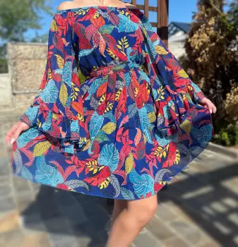 Rochie stilizata cu motive florale Florinela 12 imagine