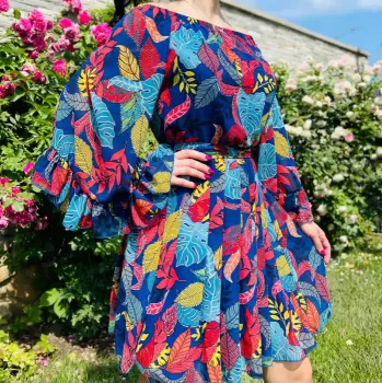 Rochie stilizata cu motive florale Florinela 14 imagine