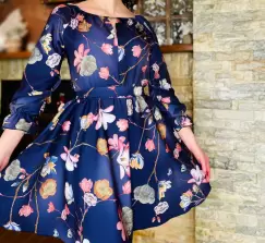 Rochie stilizata cu motive florale Florinela 17 imagine
