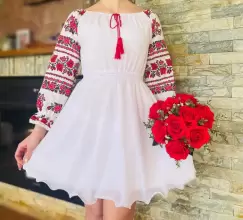 Rochie stilizata cu motive traditionale Elina 2 imagine