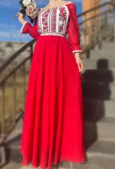 Rochie stilizata cu motive traditionale Elina 4 imagine
