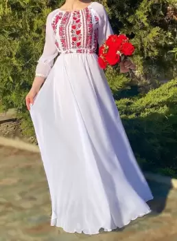 Rochie stilizata cu motive traditionale Elina imagine