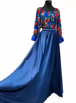 Rochie stilizata cu motive traditionale lunga Anisia 2 imagine