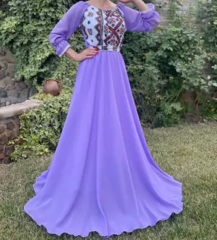 Rochie stilizata cu motive traditionale lunga Magdalena 2 imagine
