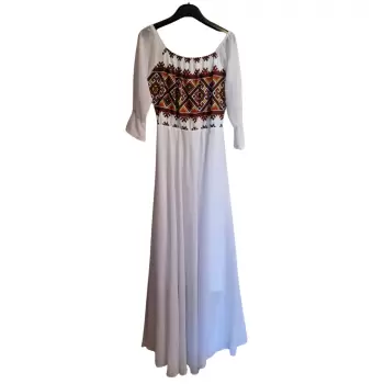 Rochie stilizata cu motive traditionale lunga Magdalena 3 imagine