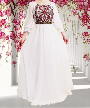 Rochie stilizata cu motive traditionale lunga Magduta imagine