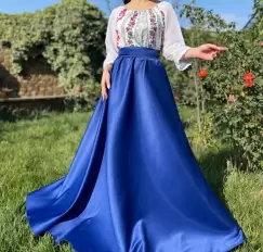 Rochie stilizata cu motive traditionale lunga Simina imagine