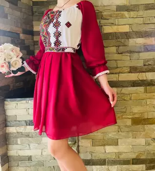 Rochie stilizata cu motive traditionale Magdalena 2 imagine