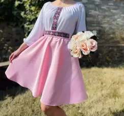 Rochie stilizata cu motive traditionale Margareta 2 imagine