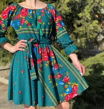 Rochie stilizata cu motive traditionale Sanziana 3 imagine