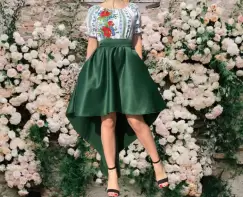 Rochie stilizata traditional asimetrica cu maci 2 imagine