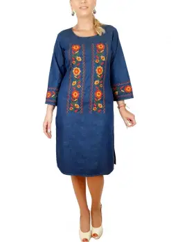 Rochie Traditionala din denim Sanda 36 imagine