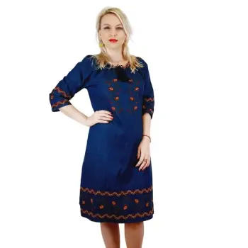 Rochie Traditionala din denim Sara imagine