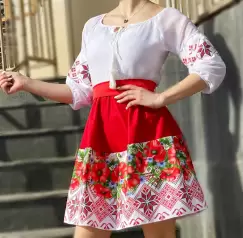 Rochie Traditionala stilizata cu Maci 10 imagine