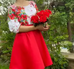 Rochie Traditionala stilizata cu maci 14 imagine