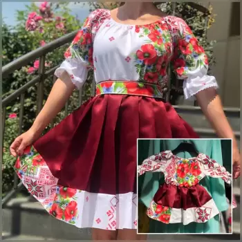 Rochie Traditionala stilizata cu maci 15 imagine