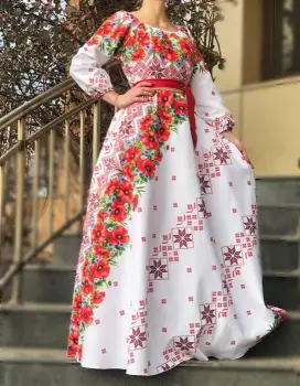 Rochie Traditionala stilizata cu maci 4 imagine