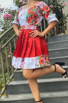 Rochie Traditionala stilizata cu Maci 6 imagine