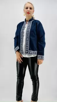 Sacou denim brodat Ceci 2 imagine